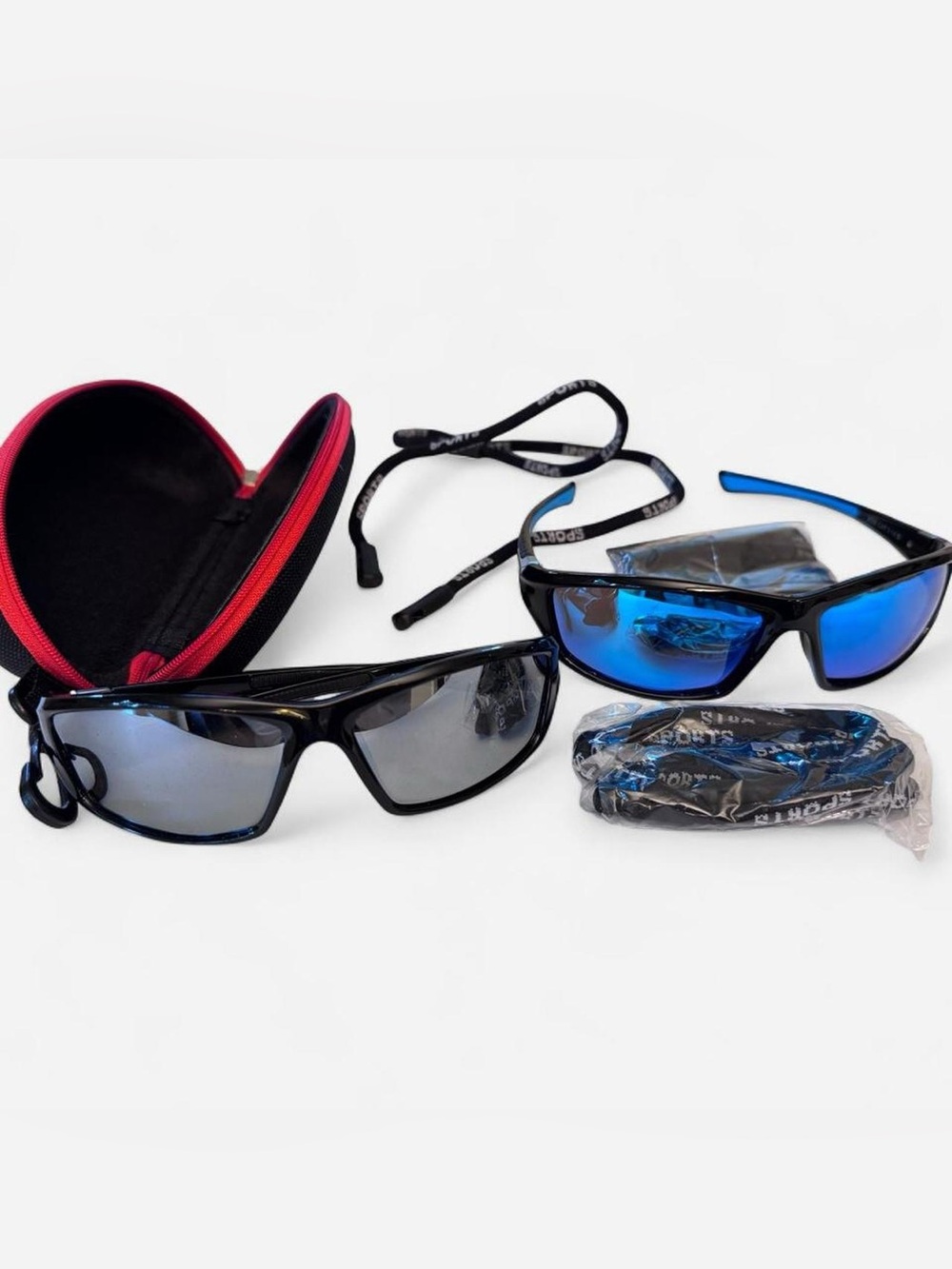 Foliful Polarized Sport Sunglasses 2-Pair Lot With Case